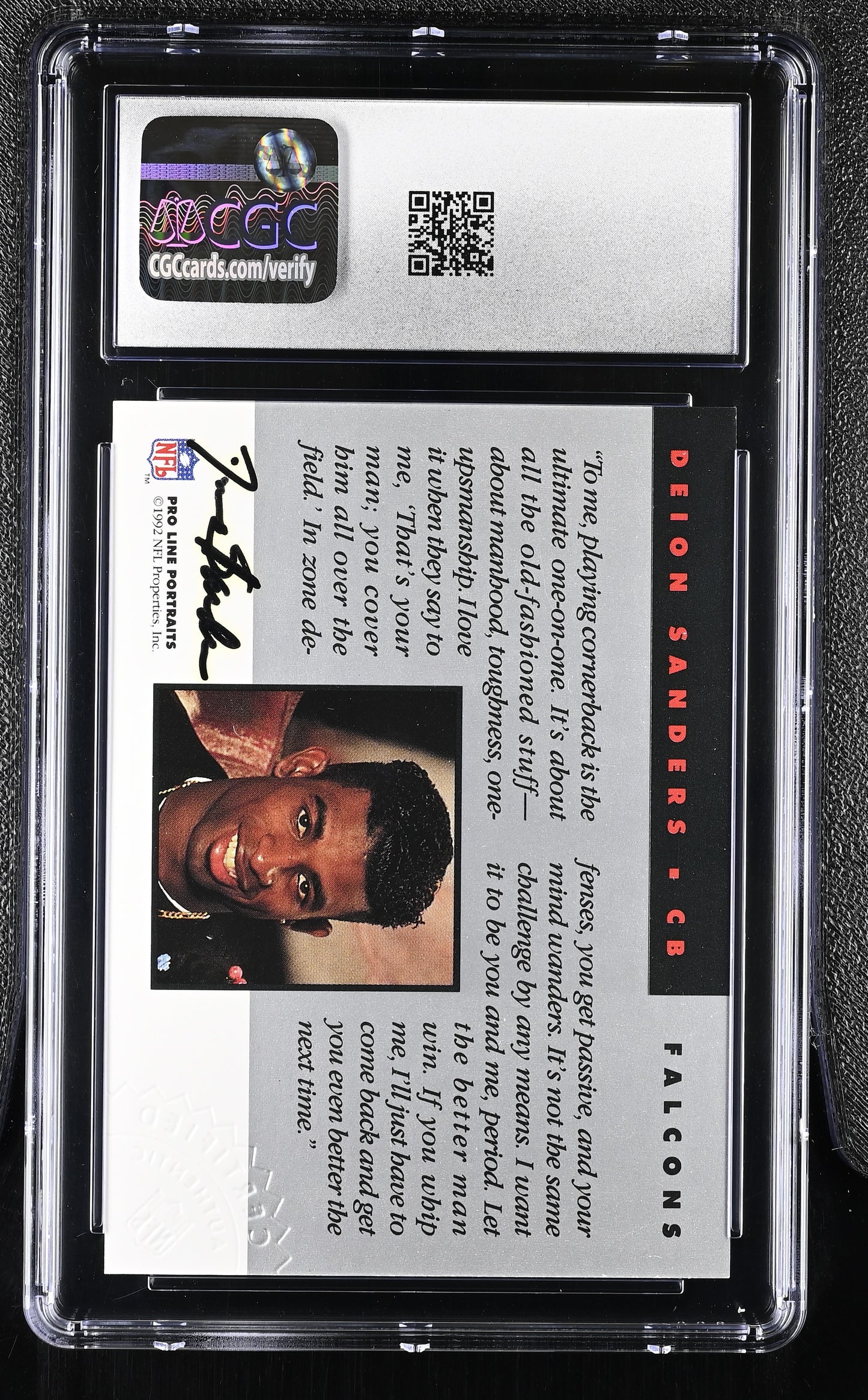 1992 NFL Pro Line Portraits Deion Sanders Autograph CGC 9 - (Auto Grade 10)