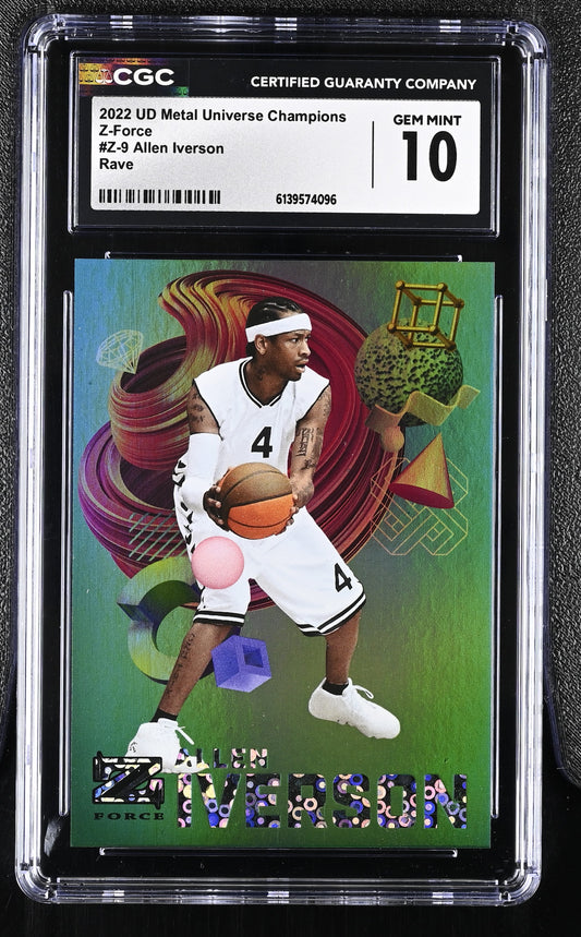2022 Upper Deck Metal Universe Champions Allen Iverson Z-Force Rave 049/150 #Z-9 CGC 10