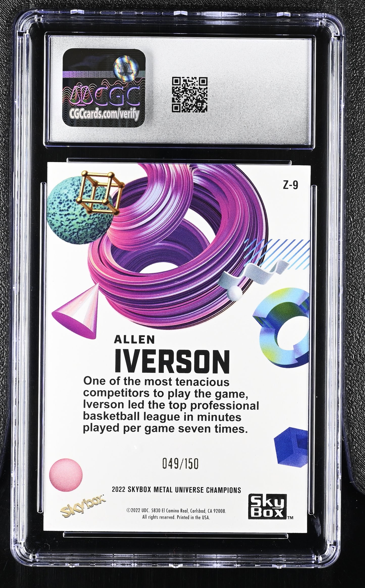 2022 Upper Deck Metal Universe Champions Allen Iverson Z-Force Rave 049/150 #Z-9 CGC 10