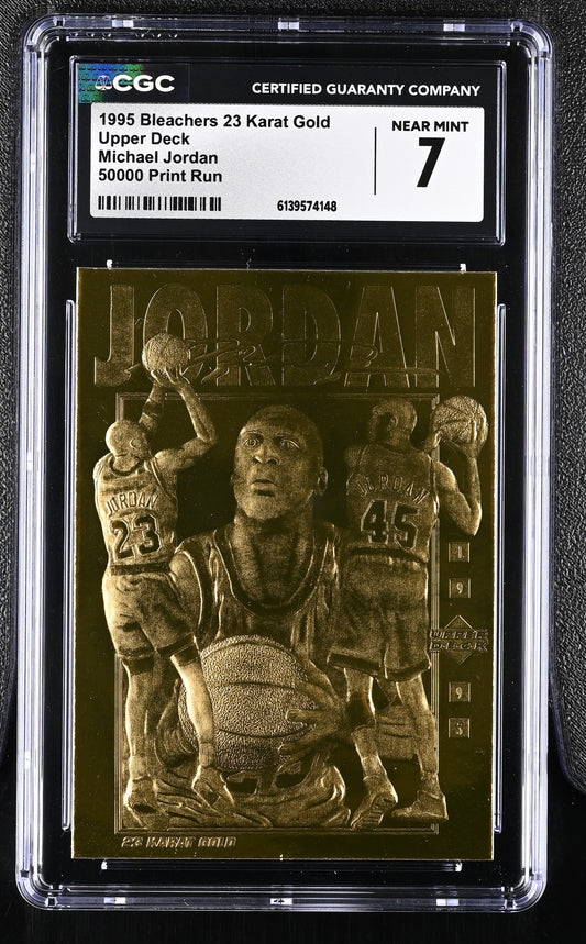 1995 Bleachers 23 Karat Gold Michael Jordan 50,000 Print Run - (27,260/50,000) CGC 7
