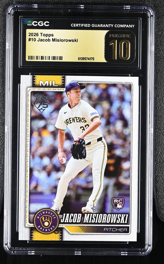 2026 Topps Series 1 Baseball Jacob Misiorowski RC #10 CGC Pristine 10
