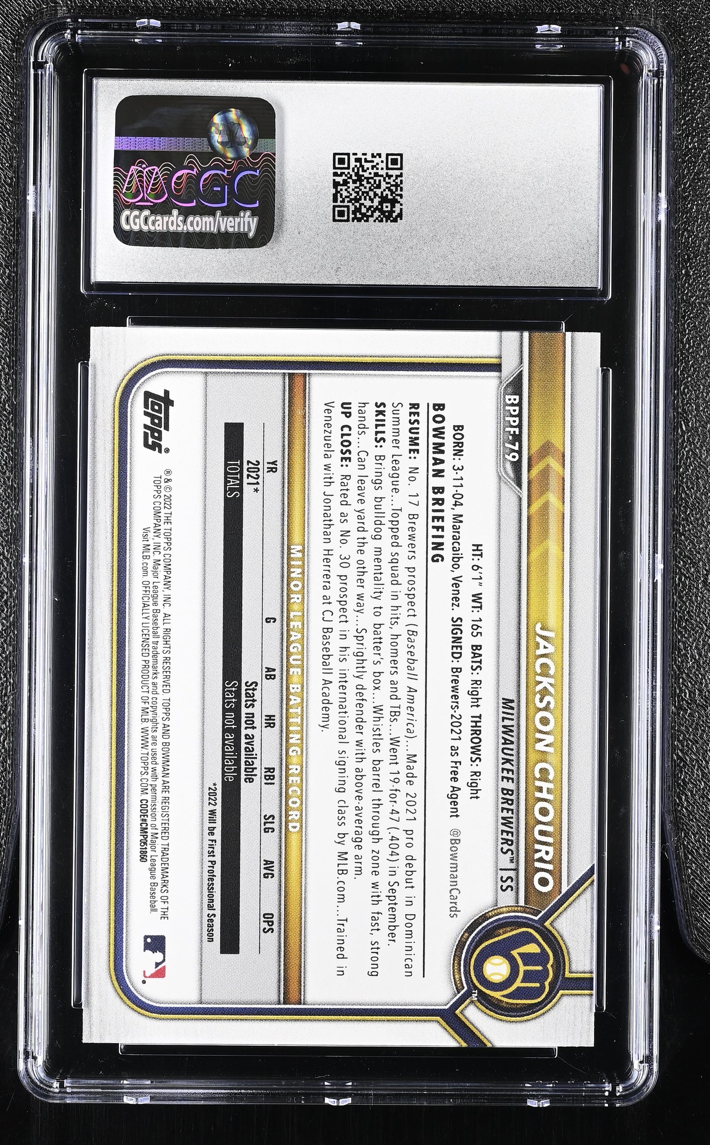 2022 Bowman 1st Edition Jackson Chourio #BPPF-79 CGC 10