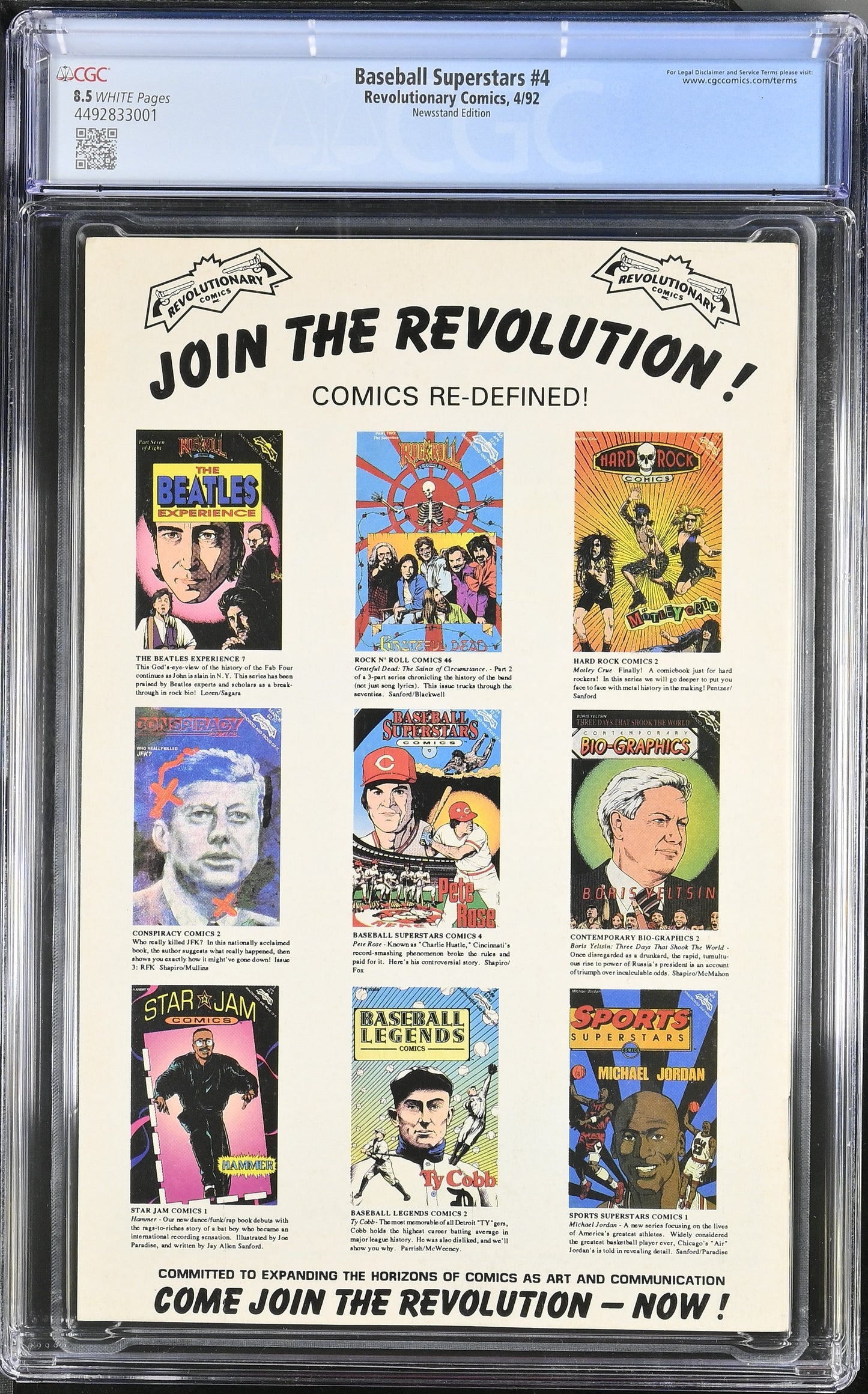 1992 Baseball Superstars Pete Rose #4 Revolutionary Comics 4/92 CGC 8.5