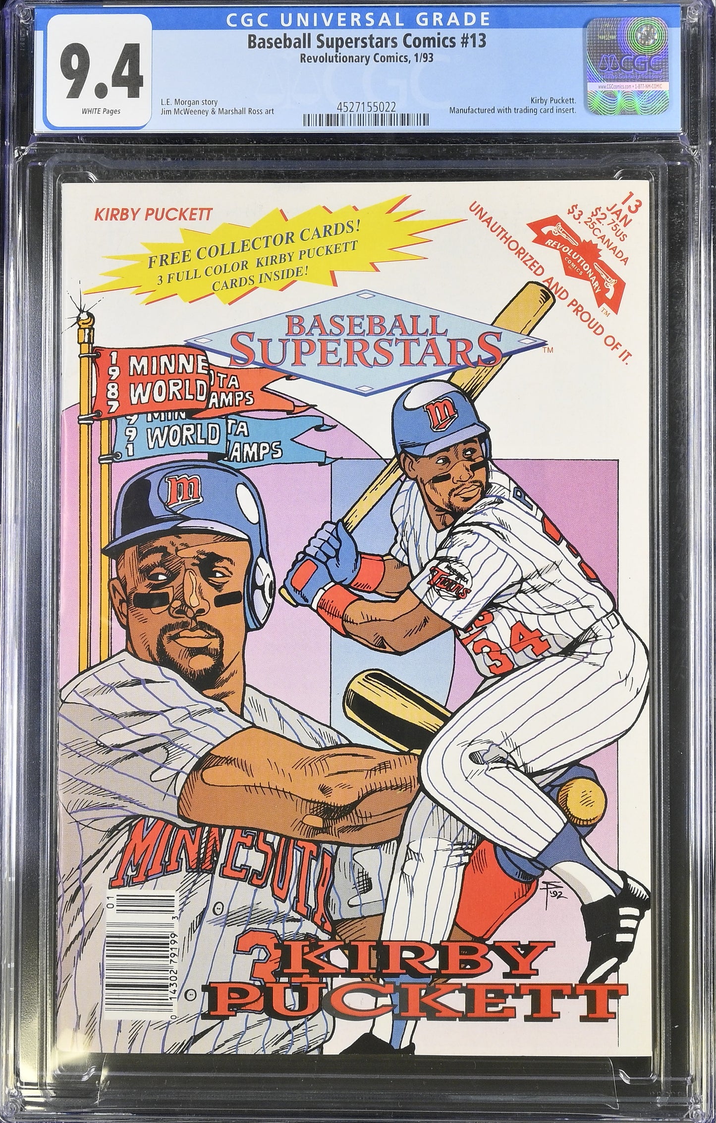 1993 Baseball Superstars Comics Kirby Puckett #13 Revolutionary Comics 1/93 CGC 9.4