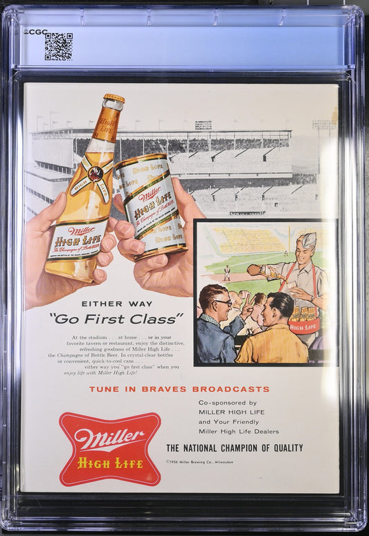 1956 Milwaukee Braves Official Team Scorecard CGC 8.0