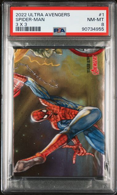 2022 FLEER ULTRA AVENGERS 3 X 3 #1 SPIDER-MAN 3 X 3 PSA 8 SC7