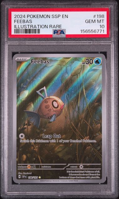 2024 POKEMON SSP EN-SURGING SPARKS #198 FEEBAS ILLUSTRATION RARE PSA 10. SC1