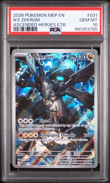 2026 POKEMON MEP EN-ME BLACK STAR PROMO #031 N'S ZEKROM ASCENDED HEROES ETB PSA 10 SC1