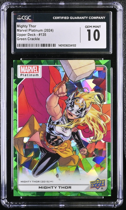 Mighty Thor Marvel Platinum 2024 Upper Deck #135 Green Crackle CGC 10 SC7