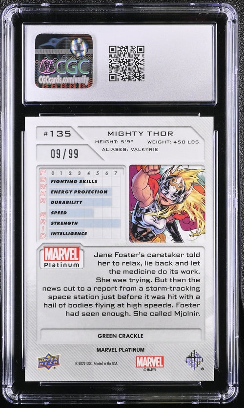 Mighty Thor Marvel Platinum 2024 Upper Deck #135 Green Crackle CGC 10 SC7