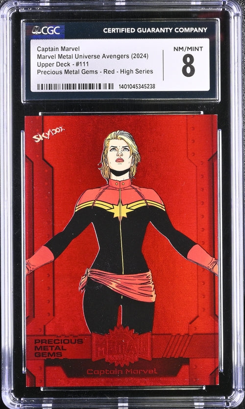 Captain Marvel 2024 Marvel Metal Universe Avengers #111 Precious Metal Gems Red High Series CGC 8 SC7