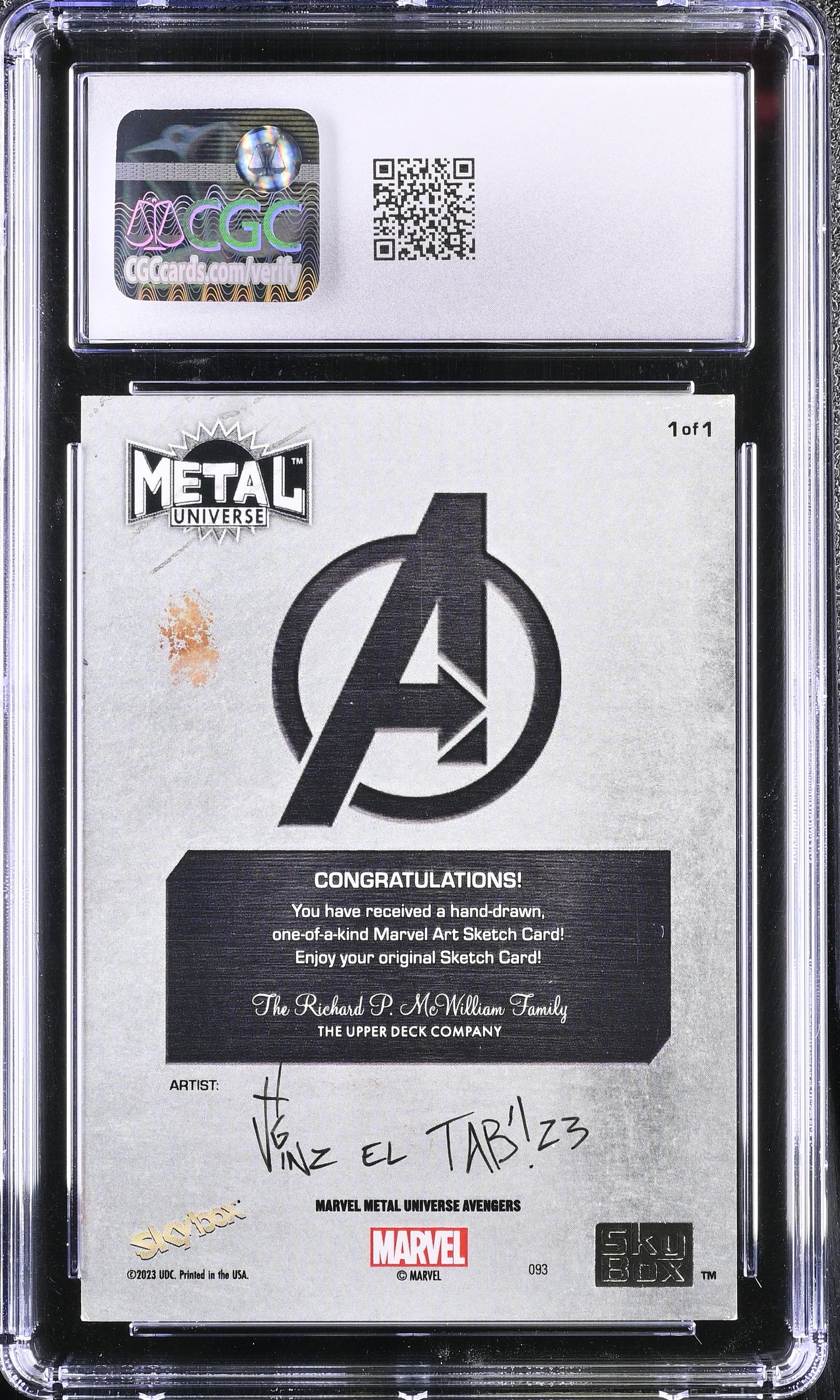 2024 Upper Deck Marvel Metal Universe Hulk Sketch Card 1/1 CGC 8