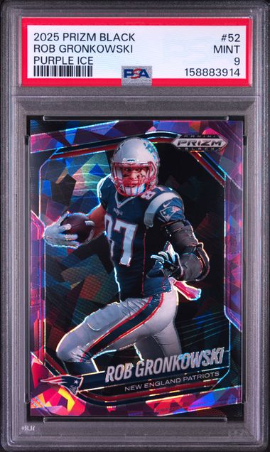 2025 PANINI PRIZM BLACK #52 ROB GRONKOWSKI PURPLE ICE PSA 9