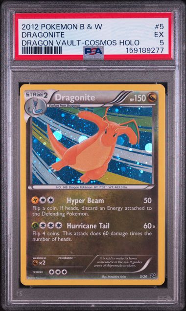 2012 POKEMON BLACK & WHITE DRAGON VAULT #5 DRAGONITE DRAGON VAULT-COSMOS HOLO PS5 SC1