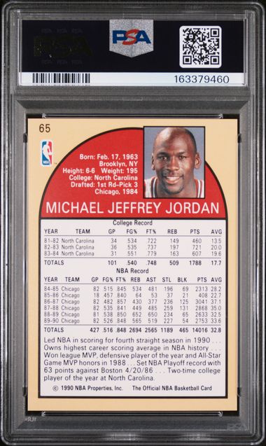 1990 HOOPS #65 MICHAEL JORDAN PSA 9