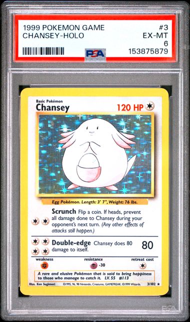 1999 POKEMON GAME #3 CHANSEY-HOLO PSA 6 TA9448