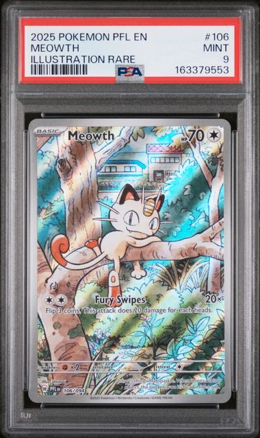 2025 POKEMON PFL EN-PHANTASMAL FLAMES #106 MEOWTH ILLUSTRATION RARE PSA 10