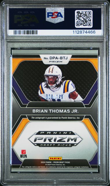 2024 Panini Prizm Draft Picks Brian Thomas Jr. Blue Prizm /149 PSA 9
