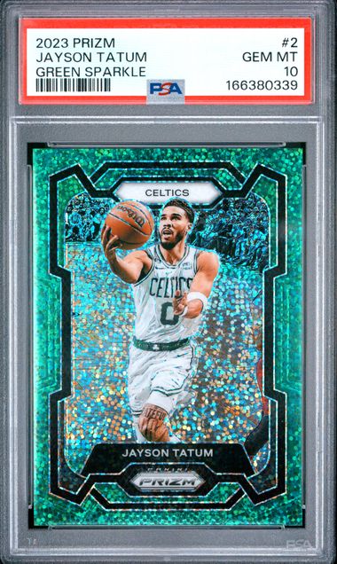 2023 PANINI PRIZM #2 JAYSON TATUM GREEN SPARKLE PSA 10 JR9272-38