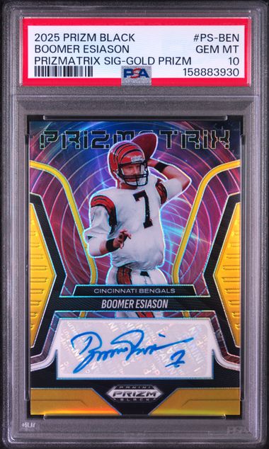 2025 PANINI PRIZM BLACK PRIZMATRIX SIGNATURES #PS-BEN BOOMER ESIASON PRIZMATRIX SIG-GOLD PRIZM PSA 10