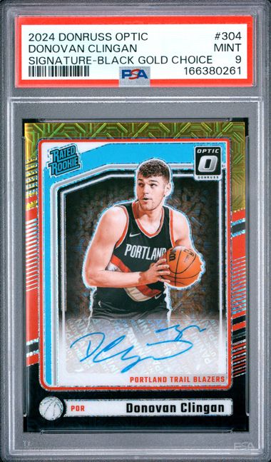 2024 PANINI DONRUSS OPTIC #304 DONOVAN CLINGAN SIGNATURE-BLACK GOLD CHOICE PSA 9 JR9272-80