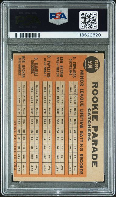 1962 Topps Baseball Rookie Parade Catchers #594 PSA 3
