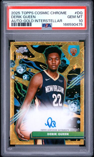 2025 TOPPS COSMIC CHROME COSMIC CHROME AUTOGRAPHS #DQ DERIK QUEEN AUTO-GOLD INTERSTELLAR PSA 10 SC5