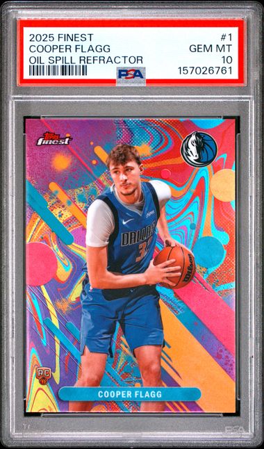 2025 TOPPS FINEST #1 COOPER FLAGG OIL SPILL REFRACTOR PSA 10 JR9272-23
