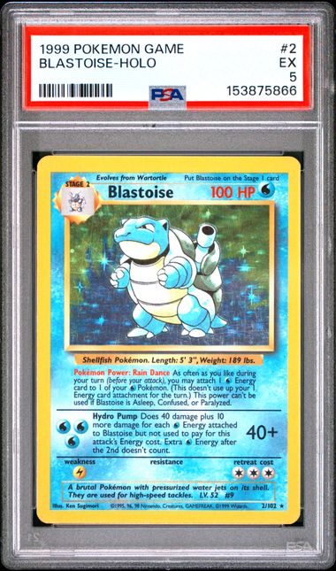 1999 POKEMON GAME #2 BLASTOISE-HOLO PSA 6 TA9448