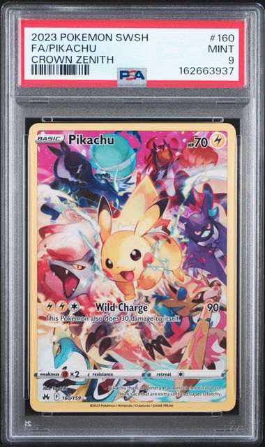 2023 POKEMON SWORD AND SHIELD CROWN ZENITH #160 FA/PIKACHU CROWN ZENITH PSA 9 SC1