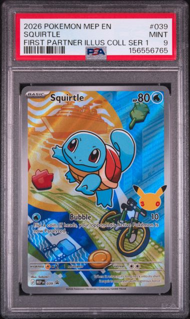 2026 POKEMON MEP EN-ME BLACK STAR PROMO #039 SQUIRTLE FIRST PARTNER ILLUS COLL SER 1 PSA 9 SC1