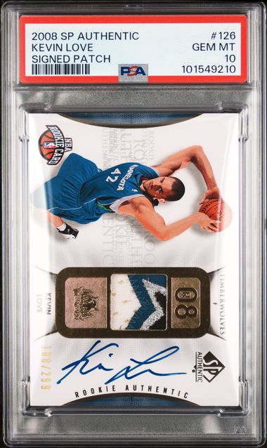 2008 Upper Deck SP Authentic Kevin Love Rookie Patch Auto 108/299 #126 PSA 10