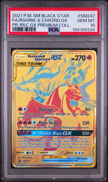 2021 POKEMON SM BLACK STAR PROMO #SM247 FA/RSHRM. & CHRZRD.GX PR-R&C GX PREMIUM COLL. PSA 10 SC1
