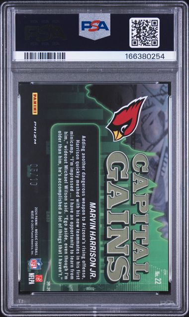 2024 PANINI MOSAIC CAPITAL GAINS #22 MARVIN HARRISON JR. CAPITAL GAINS-GOLD PSA 9 JR9272-52