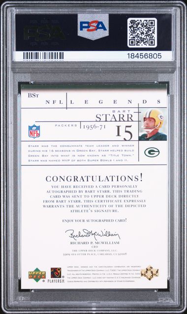 2001 Upper Deck Legends Bart Starr Autograph #BSt PSA 10