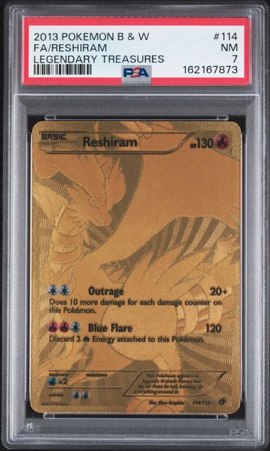 2013 POKEMON BLACK & WHITE LEGENDARY TREASURES #114 FA/RESHIRAM LEGENDARY TREASURES PSA 7