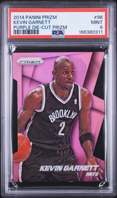 2014 PANINI PRIZM #96 KEVIN GARNETT PURPLE DIE-CUT PRIZM PSA 9 JR9272-77