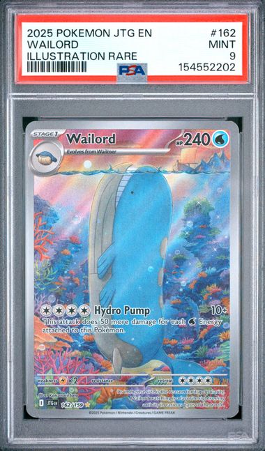 2025 POKEMON JTG EN-JOURNEY TOGETHER #162 WAILORD ILLUSTRATION RARE PSA 9 SC1