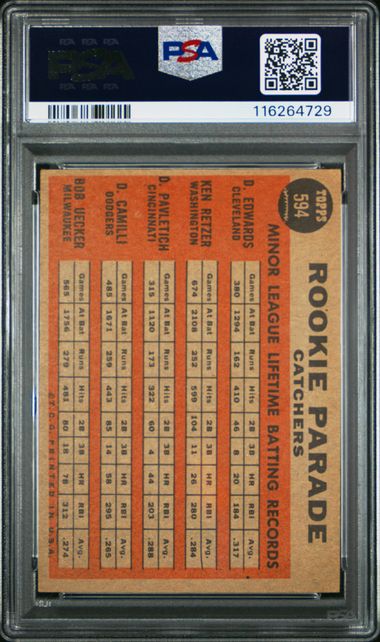 1962 Topps Baseball Rookie Parade Catchers #594 PSA 2