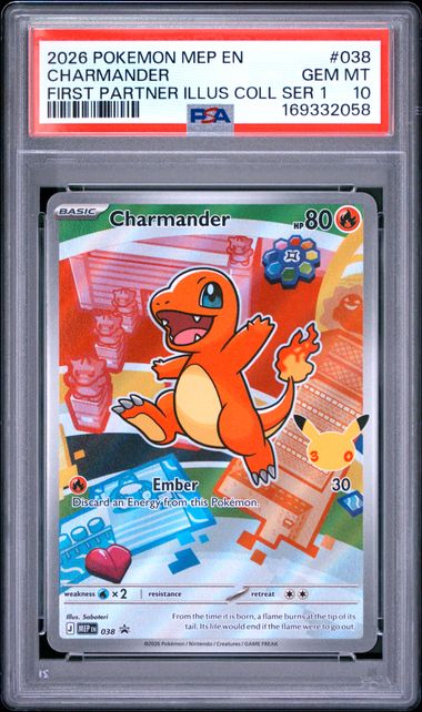 2026 POKEMON MEP EN-ME BLACK STAR PROMO #038 CHARMANDER FIRST PARTNER ILLUS COLL SER 1 PSA 10