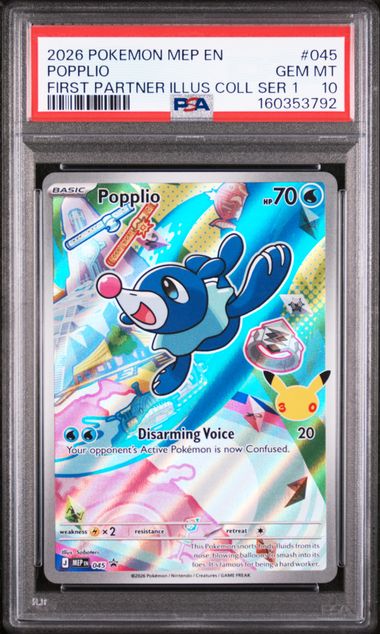 2026 POKEMON MEP EN-ME BLACK STAR PROMO #045 POPPLIO FIRST PARTNER ILLUS COLL SER 1 PSA 10 SC1