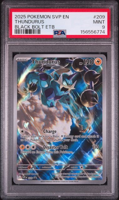 2025 POKEMON SVP EN-SV BLACK STAR PROMO #209 THUNDURUS BLACK BOLT ETB PSA 9. SC1