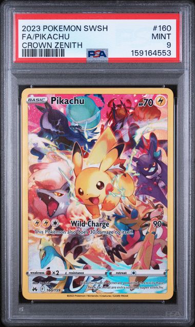 2023 POKEMON SWORD AND SHIELD CROWN ZENITH #160 FA/PIKACHU CROWN ZENITH PSA 9 SC1