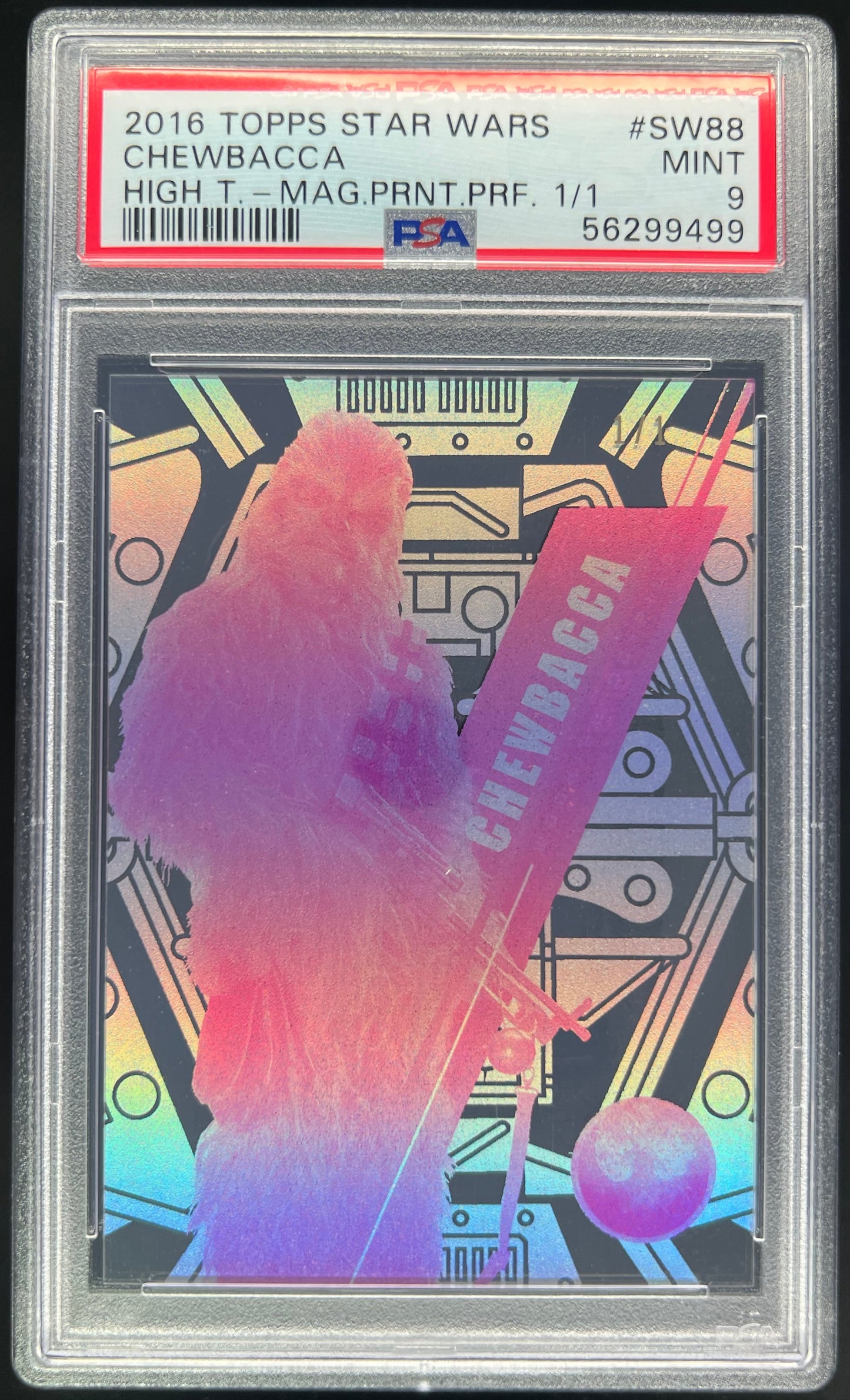 2016 Topps Star Wars Chewbacca High Tek Magenta Printing Proof 1/1 #SW88 PSA 9