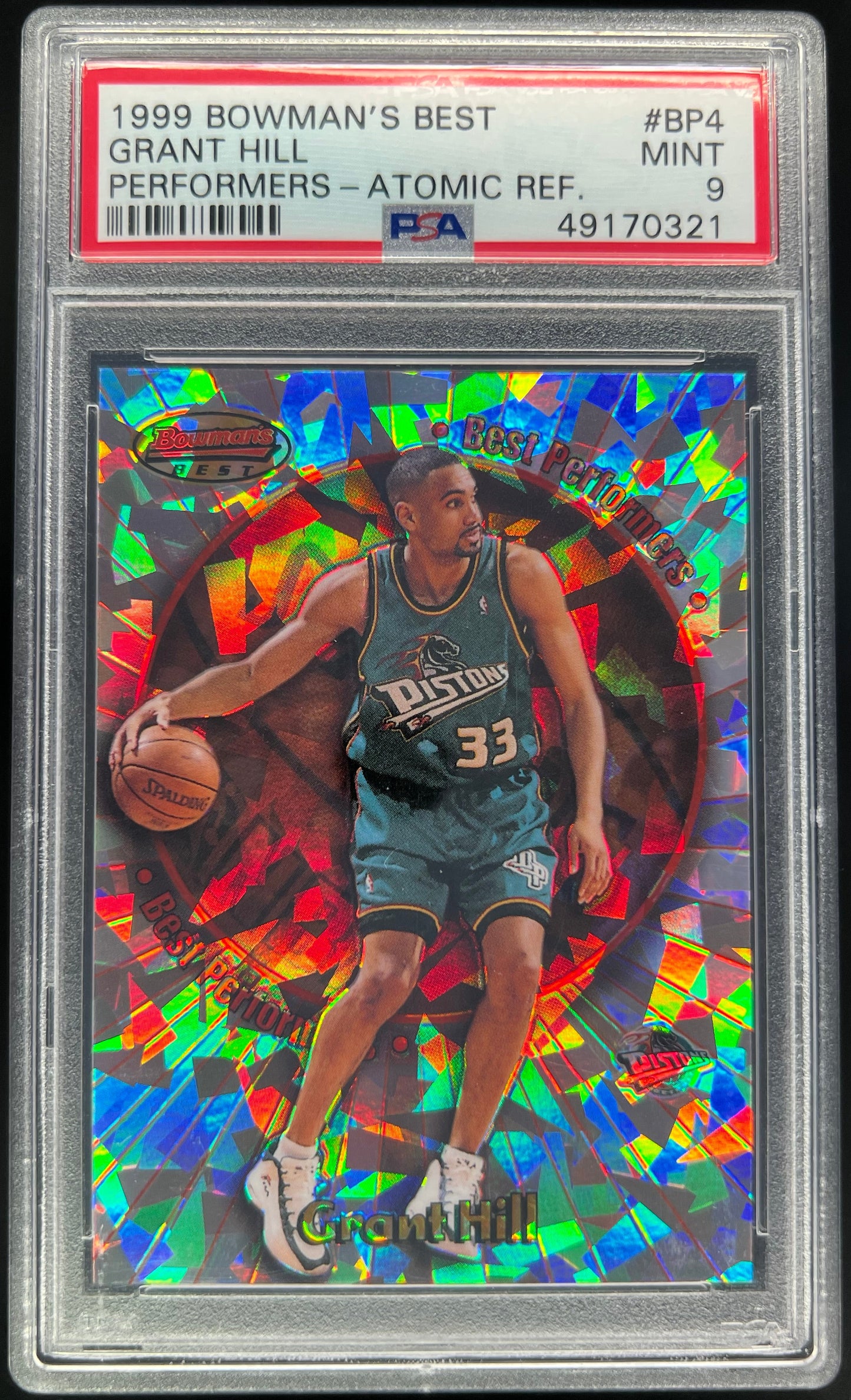 1999 Bowman's Best Grant Hill Performers Atomic Refractor 03/50 #BP4 PSA 9