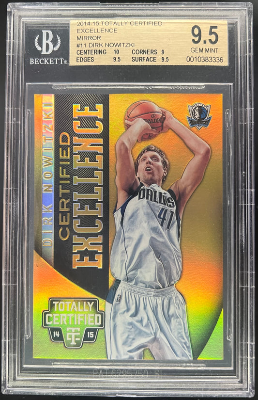 2014-15 Panini Totally Certified Dirk Nowitzki Excellence Mirror /25 #11 BGS 9.5