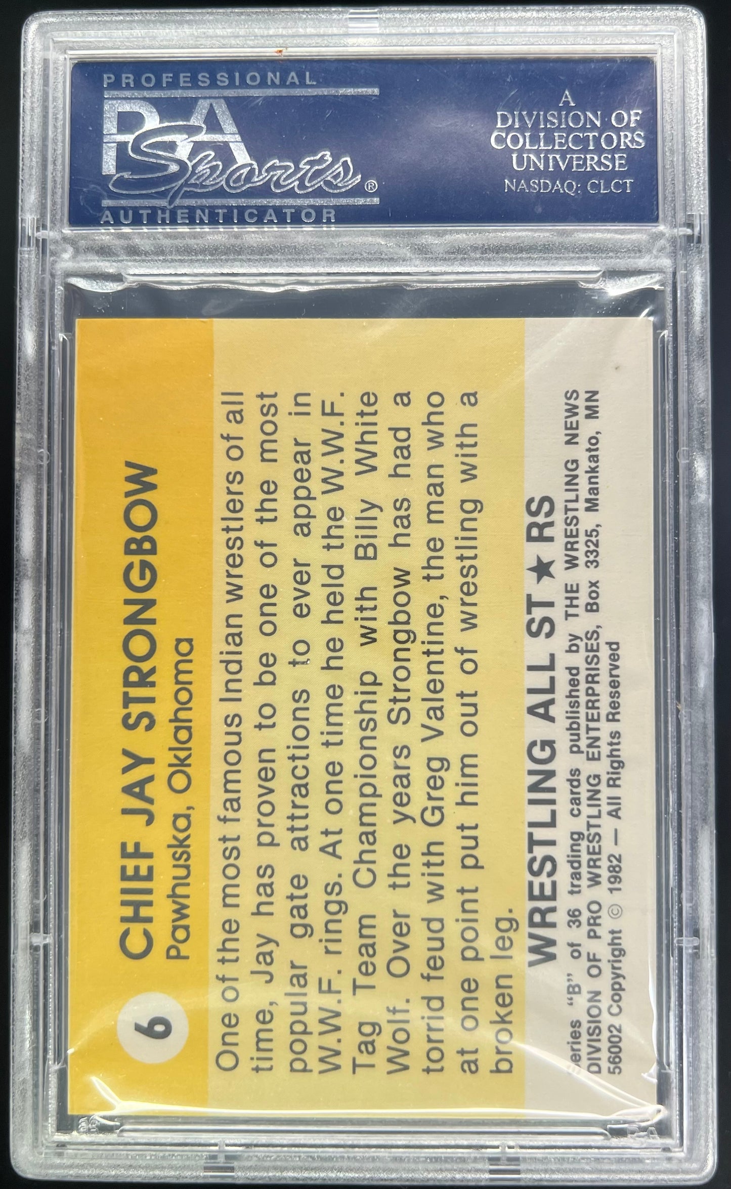 1982 Wrestling Jay Strongbow Series B PSA/DNA Authentic Auto #6 PSA 3