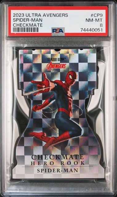 2022 FLEER ULTRA AVENGERS CHECKMATE #CP9 SPIDER-MAN CHECKMATE PSA 8 SC7