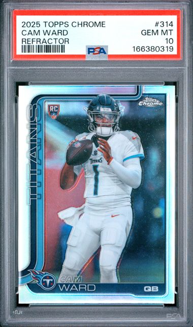 2025 TOPPS CHROME #314 CAM WARD REFRACTOR PSA 10 Jr9272-93