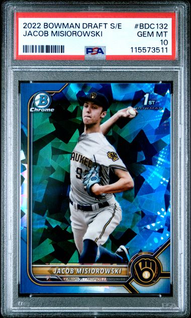 2022 BOWMAN DRAFT CHROME SAPPHIRE EDITION #BDC132 JACOB MISIOROWSKI PSA 10 JR6060-E004
